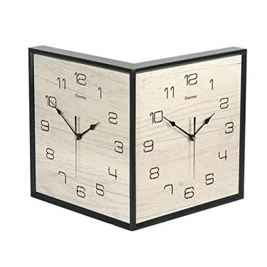Imagem de WYUYIWH Relógio de parede dupla face relógio de parede - relógios de parede silenciosos sem tique-taque operados por bateria - relógio de madeira estilo moderno decorativo decoração de escritório para