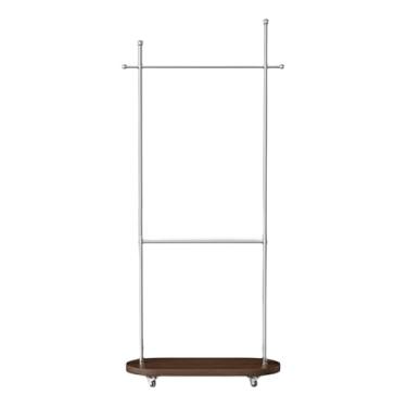 Imagem de Cabide de ferro com prateleiras de armazenamento de madeira cabide de casaco com polia suporte de casaco removível para roupas, chapéus, bolsas