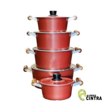 Imagem de Jogo de panela aluminio grosso caçarola craquelado fogão lenha antigo 