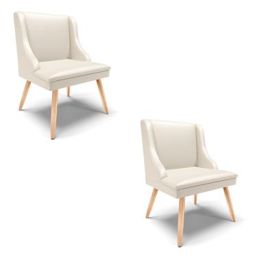 Imagem de Kit 02 Cadeiras de Jantar Liz Corino Bege Pés Palito Natural D03 - D'Rossi