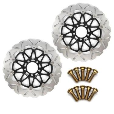 Imagem de Discos de freio dianteiro Arashi Rotores com parafusos de montagem para Kawasaki Ninja ZX12R 00-03, ZZR1200 02-05, Vulcan 1500 VN1500 MEAN STREAK 02-03, Vulcan 1600 VN1600 MEAN STREAK 04-07 Preto