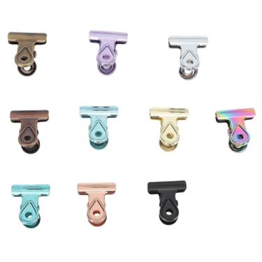 Imagem de Acouto 10 Clipes de Dobradiça Coloridos, Braçadeiras de Metal Galvanizadas à Prova de Ferrugem para Arquivos de Fotos e Receitas-solução de Suspensão Versátil (XS)