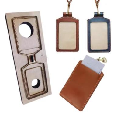 Imagem de YJIUYUANQ Matrizes de corte de couro, base de madeira, cortador de perfuração, máquina de perfuração manual, kit de artesanato para bricolagem de couro feito à mão, porta-cartões de identificação