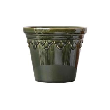 Imagem de Macetas para plantas Vaso redondo de cor turquesa, flor de mesa de cerâmica com orifício de drenagem, para varanda, sala de estar, cozinha, jardim, plantas, recipiente para casa de jardim