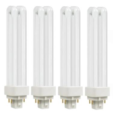Imagem de SATZOL Lâmpada fluorescente compacta 2700K G24Q-2 PLC-18W 827 com base de 4 pinos, substituição para Sylvania 20683 e Philips 38329-9 - PL-C 18W/827/4P/ALTO, GE97594 e Satco S6734 (branco quente 2700K