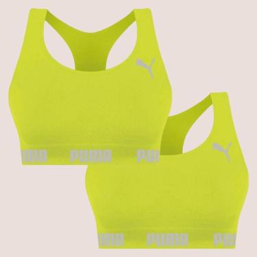 Imagem de Kit Com 2 Tops Puma Nadador Sem Costura E Sem Bojo Fitness Fit Para Academia Corrida Treino-Feminino