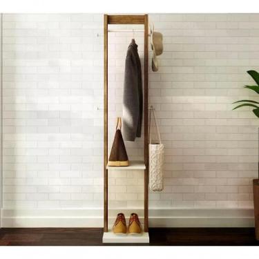 Imagem de Cabideiro Mancebo De Chão Multiuso Az1019 Branco Nogal Branc - TECNO M