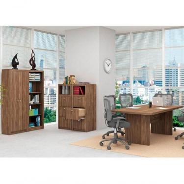 Imagem de Conjunto Escritorio Completo 05 Peças Cj18 Nogal Nogal - TECNO MOBILI