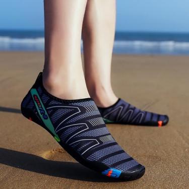 Imagem de Sapatos aquáticos para mulheres e homens, meias aquáticas de secagem rápida, natação, praia, descalço, ioga, exercício, esportes, piscina, acampamento, calçados SXX02, Cinza escuro, 10 Women/8 Men