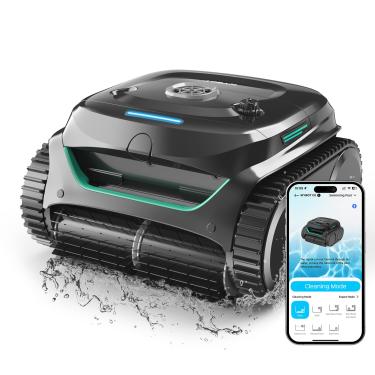 Imagem de WYBOT Limpador de piscina robótico C2 sem fio, programação de aplicativos, tempo de execução de 180 minutos, filtragem dupla, sucção potente, aspirador de limpeza de paredes e linha de água, navegação