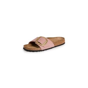 Imagem de Birkenstock Sandália feminina Madrid com fivela grande, rosa velha, vermelha, 39 médio EUA