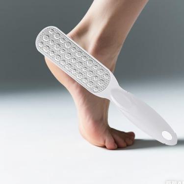 Imagem de Lixa de pé de aço inoxidável dupla face branca – Ferramenta profissional de pedicure para pele morta, removedor de calos no calcanhar, esfregão de pés para pés lisos