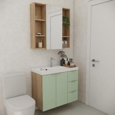 Imagem de Conjunto de Banheiro com Cuba 80cm Gaveta Direita Vittare - Estilare