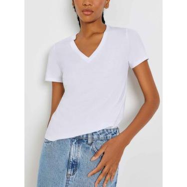 Imagem de Blusa Manga Curta Hering 4EZ9 Feminina Gola V Algodão T. P/EXG, XXG, N