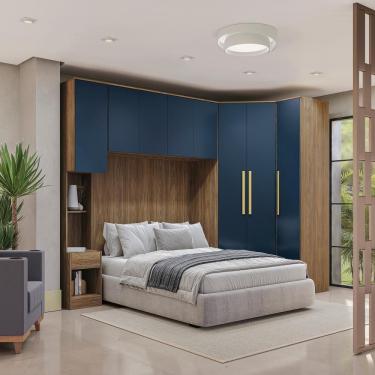 Imagem de Quarto Completo Kappesberg Adapt 7 Peças Nogueira/azul Profundo