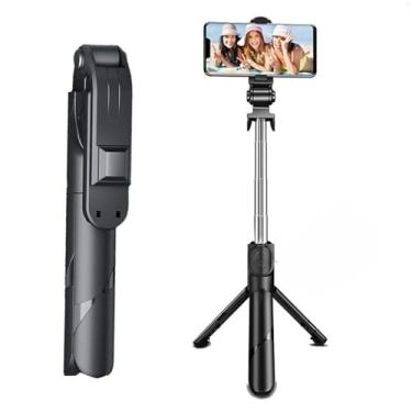 Imagem de Pau de Selfie Bastão Celular Suporte Bluetooth Tripé Retrátil 360°(Preto)