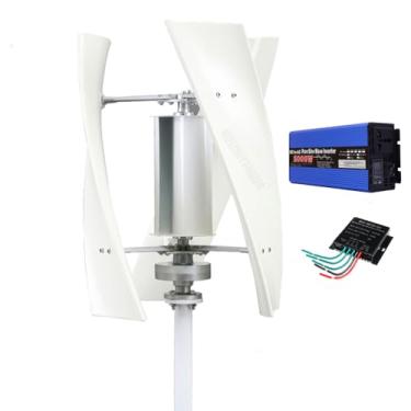 Imagem de HUIZHITENGDA Gerador de Energia Eólica Vertical Eficiente de 2000W, para Casa 12V 24V 48V 220V CA, Gerador Eólico de Íman Permanente com Inversor/Conversor/Controlador MPPT,12v