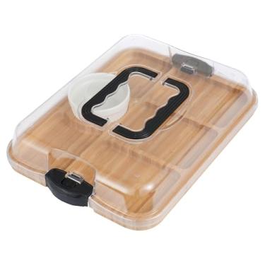 Imagem de Bandeja retangular de bambu com tampa (6 compartimentos)