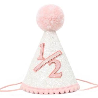 Imagem de Chapéu de festa FUTNH Pink Cone 1/2 Birthday para meninas