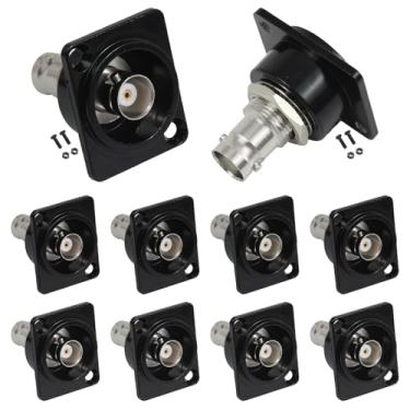 Imagem de PENGLIN Conector de montagem em painel BNC de 50 ohm, conector de cabo coaxial de extensão BNC fêmea para fêmea, para sistema de câmera de segurança CCTV