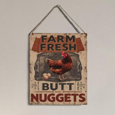 Imagem de Placa de parede engraçada de galinheiro de fazenda, presentes para mulheres, casa de fazenda rústica, cozinha, galinheiros, cabine, decoração de casa, acessórios de galinha, placa de pepitas de bumbum
