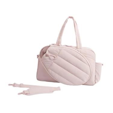 Imagem de Vaveren Bolsa de tênis para mulheres Bolsa de tênis com compartimento para sapatos com bolsos laterais esportiva leve à prova d'água tote, Rosa