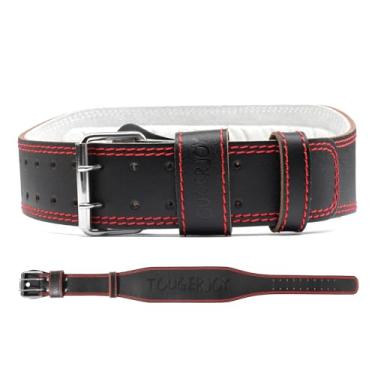 Imagem de Cinto de levantamento de peso de couro genuíno para homens Double Prong Power Belt Heavy Duty - forte, estabilizante suporte traseiro para Deadlifts, agachamentos Powerlifting