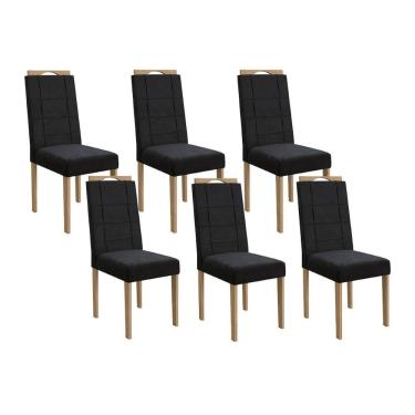 Imagem de Cadeira Sala De Jantar 2cad150ea Kit 6 Un Eucalipto-veludo Preto A038 - Kappesberg