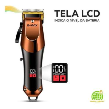 Imagem de Máquina De Cortar Cabelo Profissional Visor Lcd Lâminas Aço - B-max
