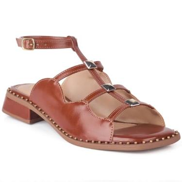 Imagem de Sandália Salto Baixo Boho Chic 2,5cm | Palmilha Acolchoada Napa Soft | Sola PVC Antiderrapante | Tamanhos 34-40(Marrom Caramelo,39)