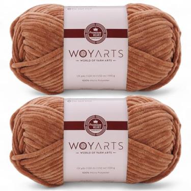 Imagem de Woyarts Pacote com 2 fios de veludo – fio de chenille grosso super volumoso para crochê e tricô (2 x 100 g) - grosso, fofo e macio - perfeito para cobertor de bebê, amigurumi, projetos de pelúcia