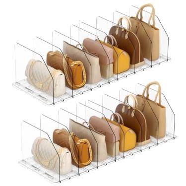 Imagem de GotSpace Organizador de bolsa para armário, suporte de armazenamento de bolsa transparente ajustável, organizador de bolsa de acrílico para organização de armário, divisor de prateleira, perfeito para