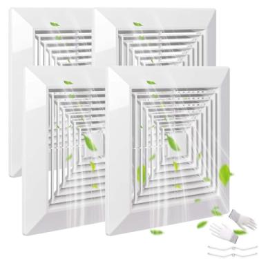 Imagem de PTLEVYN Capa de exaustor de banheiro Plástico branco com grade de mola Capa de ventilação de teto quadrada Substitua a tampa do exaustor de teto Acessórios do ventilador de exaustão de teto Design de