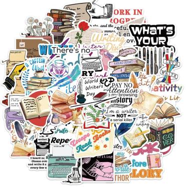 Imagem de Pacote de adesivos Writer, 50 unidades, livro, máquina de escrever, Creative