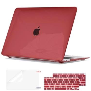 Imagem de Seanai Capa compatível com MacBook Air de 13 polegadas 2021 2020 2019 2018 versão M1 A1932 A2179 A2337, capa rígida de plástico para teclado, película de tela, plugue antipoeira para Mac Air 13 2021