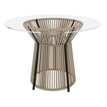 Imagem de Mesa Redonda com Tampo de Vidro 120cm Valencia Preto/Rami