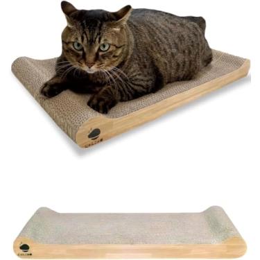 Imagem de NyankonoYado Arranhador para gatos durável de 1 ano e sem bagunça, aprovado por veterinários, papelão reversível extralargo, alta durabilidade e baixos detritos, para gatos grandes ou acima do peso