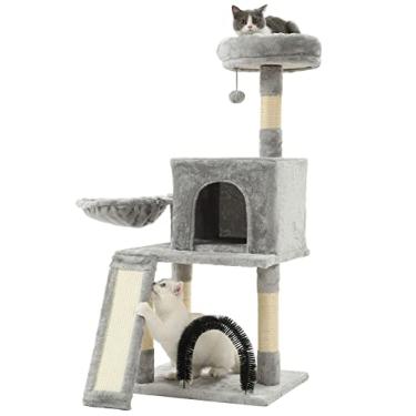 Imagem de HOOPET Árvore Para Gatos, Torre Para Gatos De 44 Polegadas Para Gatos Internos, Centro De Atividades Para Gatos De Vários Níveis Com Postes E Tábua Para Arranhar, Poleiro De Visualização Extra Grande,