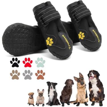 Imagem de Expawlorer Sapatos para cães grandes, sapatos de cachorro para calçada quente, caminhada, sola resistente antiderrapante, botas impermeáveis para dias de chuva ao ar livre, botas de cachorro para