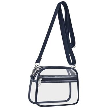 Imagem de USPECLARE Bolsa transparente para eventos em estádios, bolsas transparentes para fãs de esportes, bolsa transversal transparente para shows e festivais, Azul marinho, Large