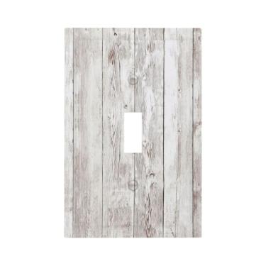 Imagem de Nadoabtm Capa decorativa para interruptor de luz rústica vintage grão de madeira branca 1 gangue dispositivo de alternância placa frontal elétrica placa decorativa placa de parede para decoração de