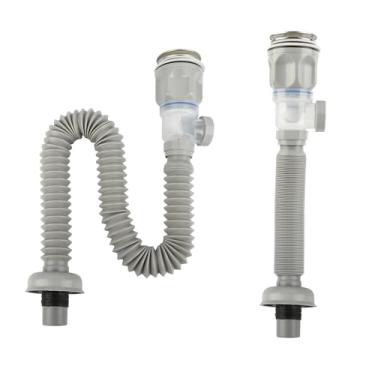 Imagem de Moccool Kit de drenagem de pia de banheiro (pacote com 2), tubo de drenagem de pia P-Trap expansível flexível, tubo de encanamento sob a pia antiodor para banheiro e cozinha, serve para orifício de