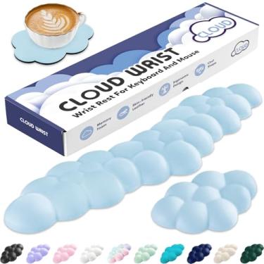 Imagem de Sushret Descanso de Pulso em Nuvem para Teclado - Almofada de Espuma de Memória e Couro PU, Apoio de Braço Fofo, Acessório para Mesa de PC/Gaming/Escritório, Almofada para Mão de Computador