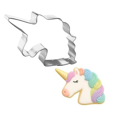 Imagem de Cabeca de Unicornio Com Cortador de Biscoitos Juba 13cm B1683 - Cortadores de Biscoitos Foose - EUA Placa de Estanho Aco