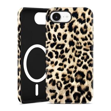 Imagem de Aitipy Capa de telefone magnética de guepardo para iPhone 16e, compatível com MagSafe, linda estética branca com estampa de leopardo TPU macio e policarbonato rígido à prova de choque para mulheres e