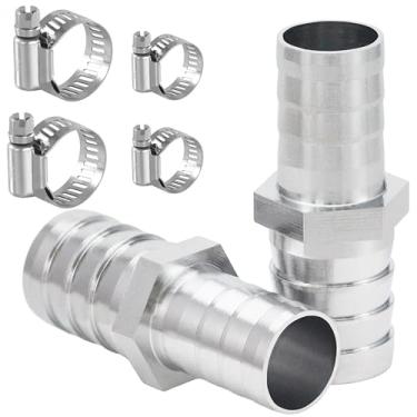 Imagem de Sctihwelire Adaptador de encaixe de farpa de mangueira redutora de latão cromado, 3/4 (19 mm) a 5/8 (16 mm) redutor de emenda com braçadeiras de aço inoxidável, kit de reparo de mangueira de ar para