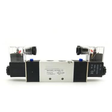 Imagem de UHFILYQBA Válvula solenoide de ar 4V310 4V320 4V330 G1/4 G3/8 Válvula eletromagnética tipo válvula pneumática (DC12V, 4V320-08 G1-4 2-5Way)