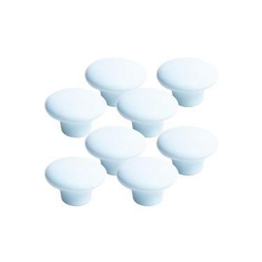 Imagem de 8 Puxadores em Cerâmica Liso Luxo Porcelana Armário 38mm (Azul Claro - MPPON108)