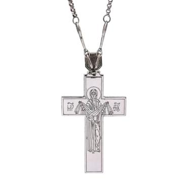 Imagem de TIRROMAJA Novo para a moda 2025 Glory King Jesus Cruz corrente prata antiga cor ouro rosa pingente colar joias itens cristãos presente joias acessórios moda presente criativo presente