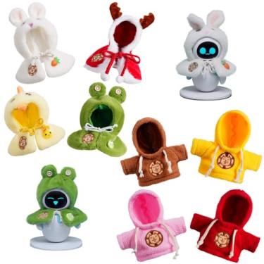 Imagem de Conjunto de capa e moletom com capuz para Eilik – 4 peças de moletom peludo em quatro cores e 4 peças de capa peluda para animais de estimação em quatro estilos. Ideal para vestir Eilik e outros